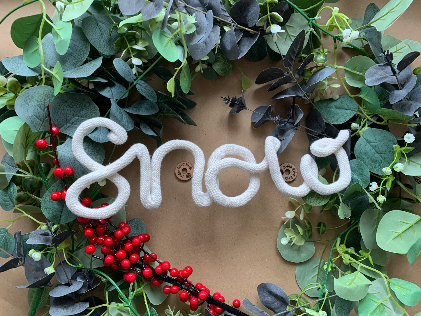 Macrame Cord Christmas Wired Word Wreath Decoration