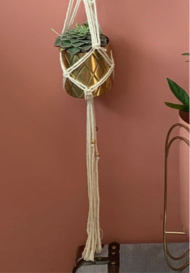 Luxury Sail Plant Hanger with Wooden Beads